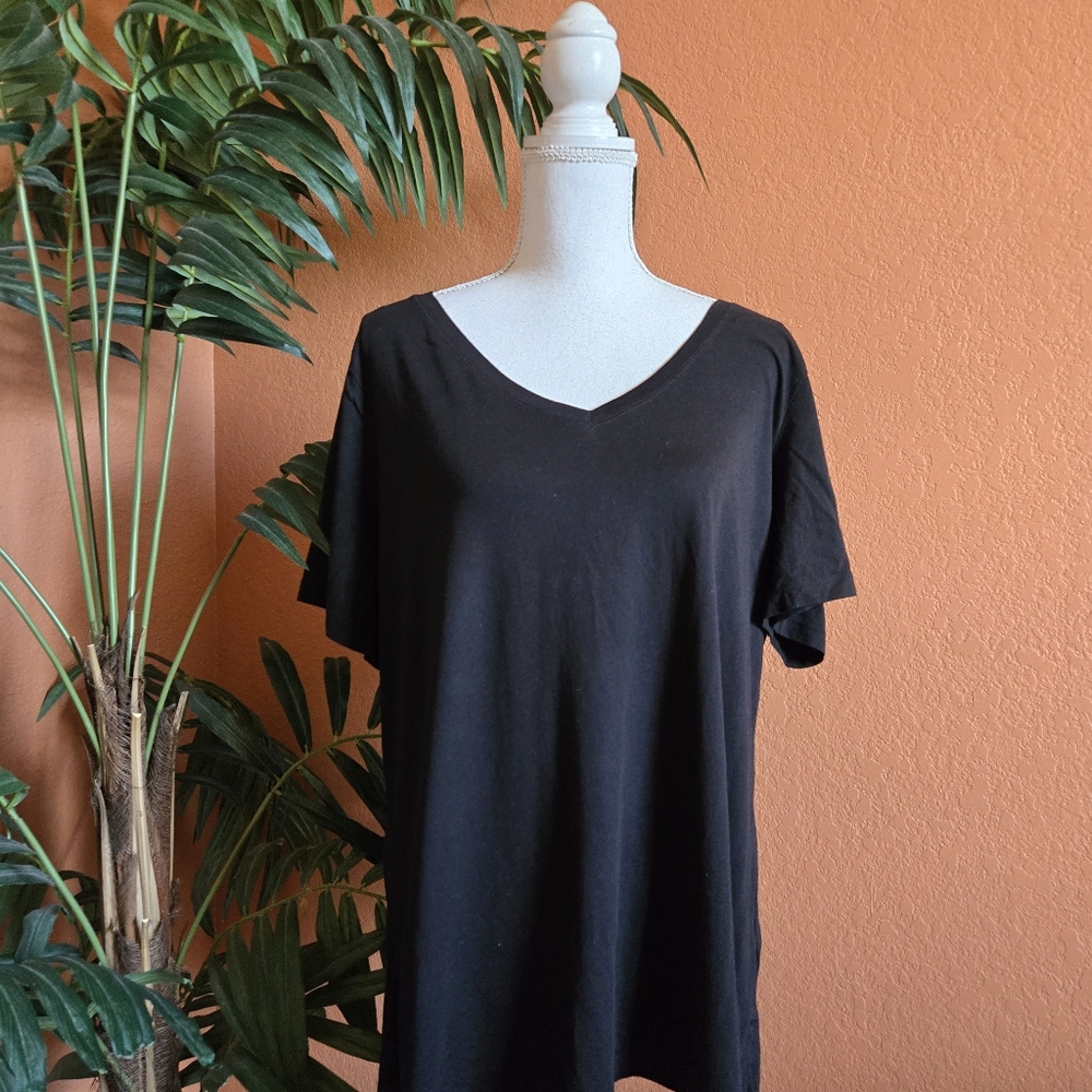 3/$25 Members Mark Essential V Neck Tee Shirt Soft XXL Basic Black Modal Pima - Picture 1 of 7
